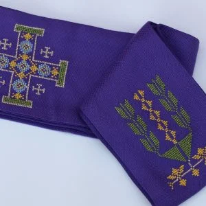Purple Palestinian Embroidery wheat stole