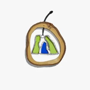 Olive Wood Ornament with Glass Nativity