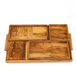 Olive Wood Tray with Serving Set