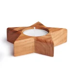 Bethlehem Star Olive Wood Candle Holder -