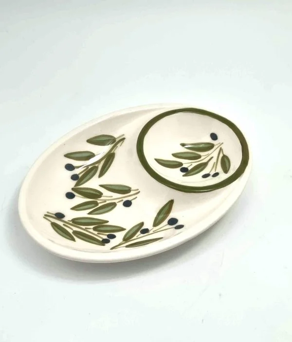 Divided Ceramic olive Plate
