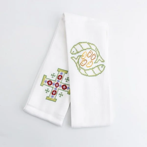 Embroidery Fish & Bread Stole (2)