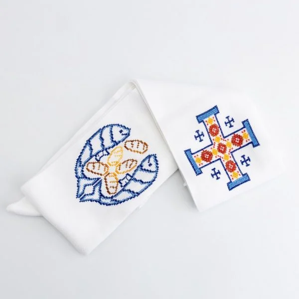 Embroidery Fish & Bread Stole (3)