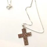Hammered Sterling Silver Cross Pendant with Chain (2)