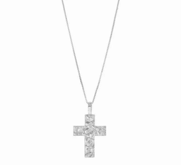 Hammered Sterling Silver Cross Pendant with Chain (3)