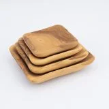 Square Olive Wood Plate Set
