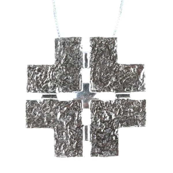 Large Sterling Silver Jerusalem Cross Pendant (3)