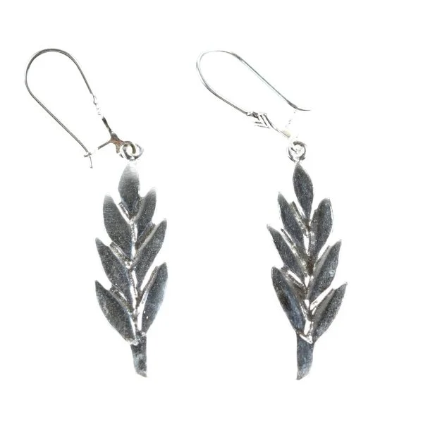 Large Wheat Sterling Silver Earrings (1)