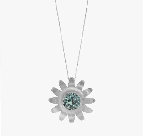 Marigold Flower Sterling Silver Pendant (2)