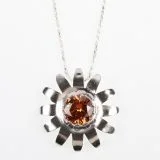 Marigold Flower Sterling Silver Pendant