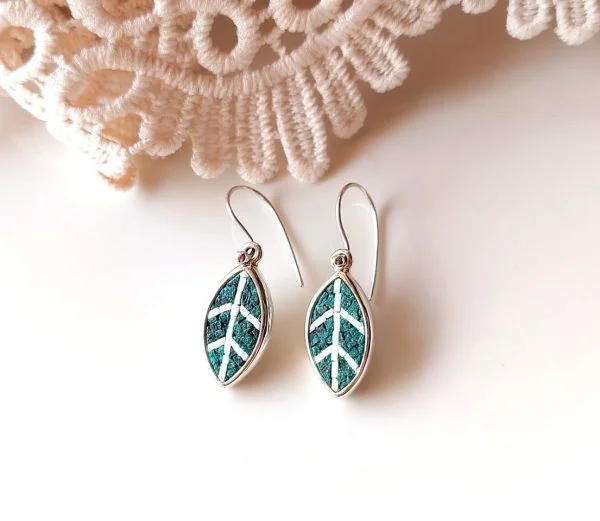 Mosaic Olive Leaf Earring