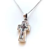 Mosaic and Silver Cross Pendant