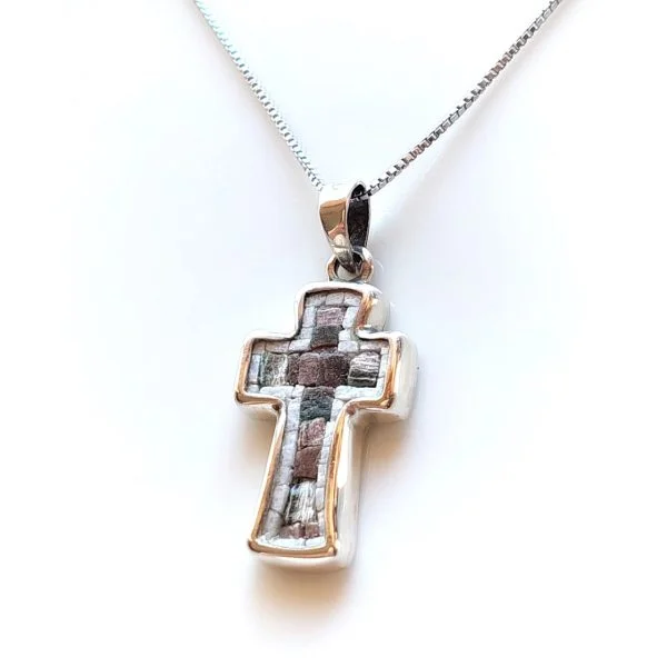 Mosaic and Silver Cross Pendant (2)