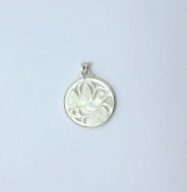 Mother of Pearl Dove Pendant with Silver Frame Mother of Pearl Dove Pendant with Silver Frame