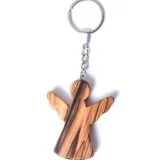 Olive Wood Guardian Angel Keychain