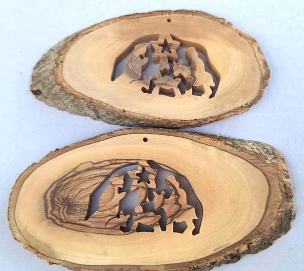 Olive Wood Nativity Ornament