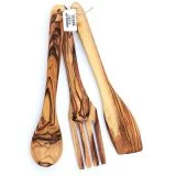 Hand Carved 3 Piece Olive Wood Spoon Set