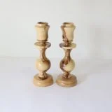 Palestinian Olive Wood Candlestick set