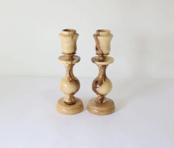 Palestinian Olive Wood Candlestick