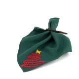Christmas Embroidery Table Napkin with Wooden Ring