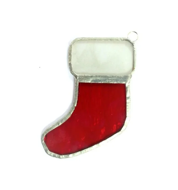 Santa Socks Glass Christmas Ornament