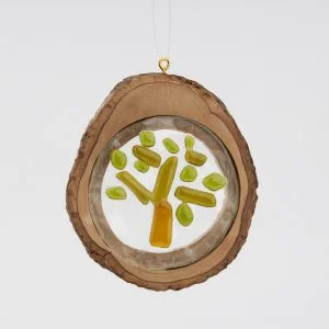 Fused Glass Olive Tree Ornament