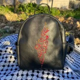 Leather Palestinian Map Embroidery Backpack