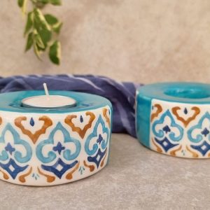 blue candle holder