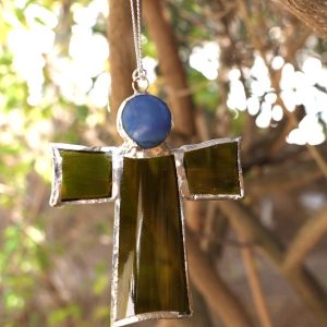 Recycled Glass Cross Angel