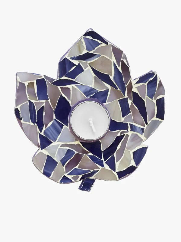 grape leaf mosaic candle holder (1)