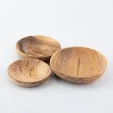 Round Olive Wood Plate Set