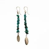 Tall Olive Leaf earring with stones