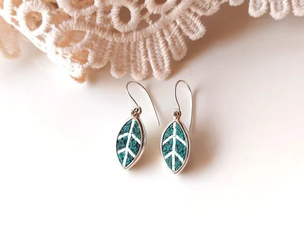 Mosaic Olive Leaf Earring