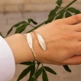Silver Olive Leaf Snake Bracelet