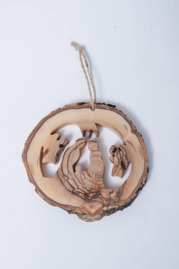 Olive Wood Nativity Ornament