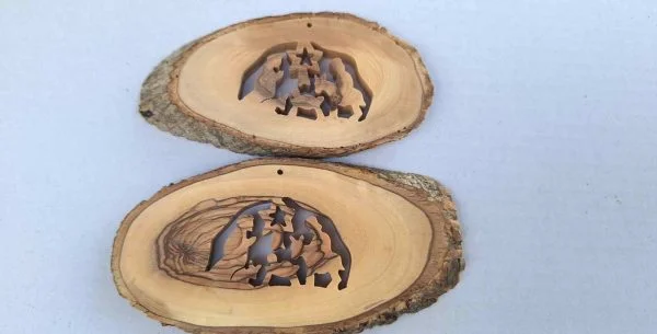 Olive Wood Nativity Ornament