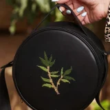 Hand Embroidered olive branch Round sling Bag