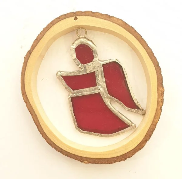 saw112 glass angel with olive wood circle 7cm 12$