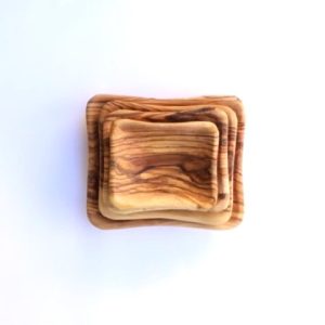 Square olive wood plates