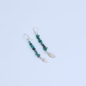 Tall Olive Leaf earring with stones