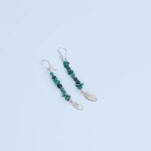Tall Olive Leaf earring with stones