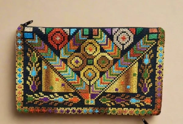 v-shape embroidery purse-