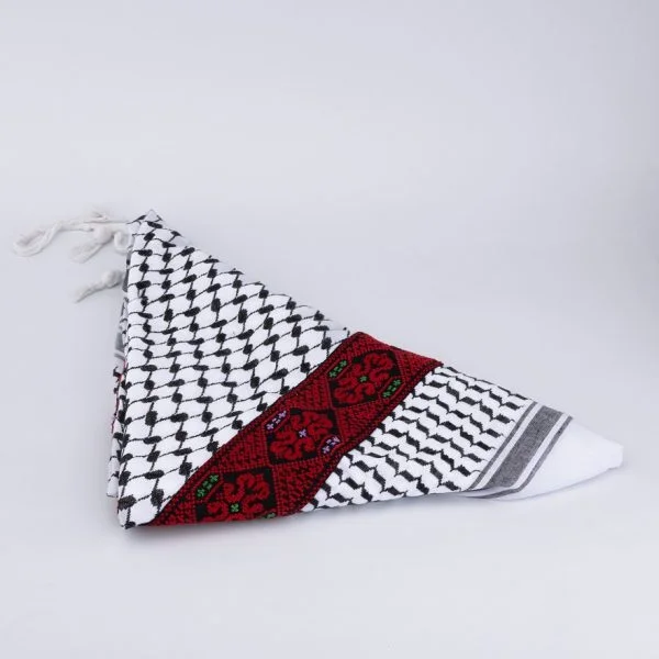 Palestinian Keffiyeh with Handmade Embroidery-abi014 (1)