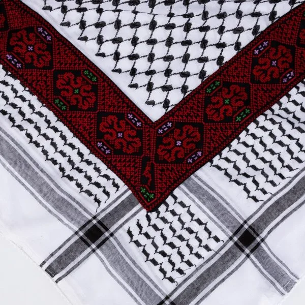 Palestinian Keffiyeh with Handmade Embroidery-abi014 (2)