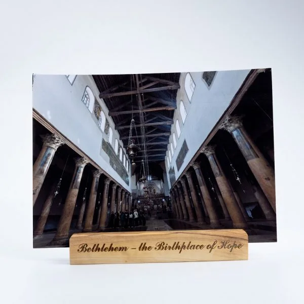 Bethlehem Photos with olive wood stand Bethlehem Photos with olive wood stand