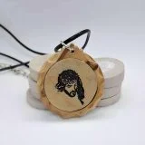 Stone Jesus Pendant with Olive Wood Frame