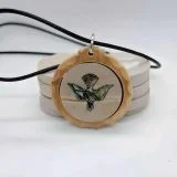 Holy Land Stone Peace Dove Pendant with olive wood frame