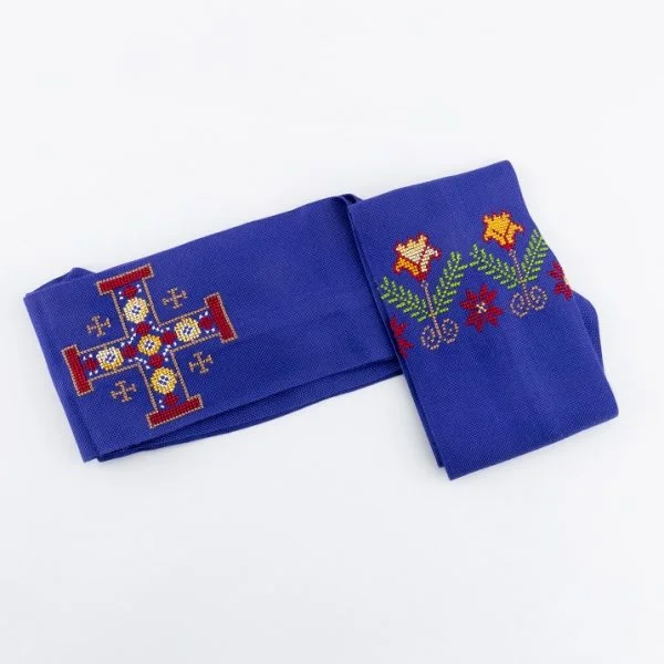 Handcrafted Palestinian Purple Floral Stole