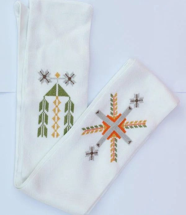 White Embroidery Wheat Stole (3)